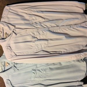 Two Anthropologie snap tunic tops M